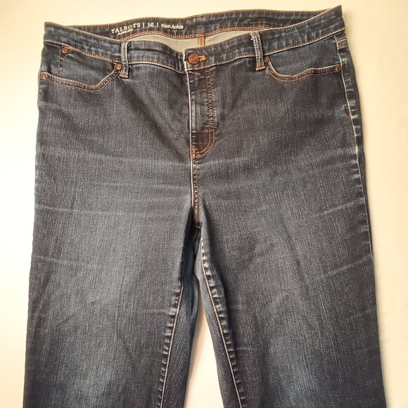 Talbots Flawless Jeans Size 16 Slim Ankle High Rise Dark Wash - Picture 2 of 9